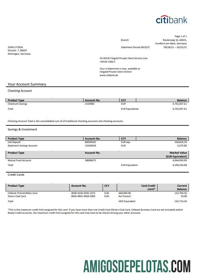 Germany Citibank Word modelo